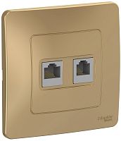 Розетка телефон+компьютер с рамкой Systeme Electric Blanca 2-м. RJ11+RJ45 5е титан