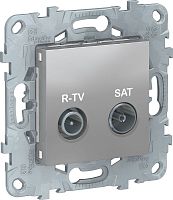 Розетка TV+R+SAT Оконечная без рамки Schneider Electric Unica New 1-м. алюминий Schneider Electric — купить по цене от 3&nbsp;410 ₽ | ПрофБезопасность