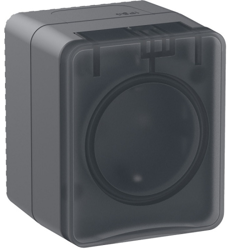 Розетка с заземлением накладная Systeme Electric AtlasDesign Profi54 1-м. крышка IP54 антрацит