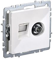 Розетка RJ45+TV Оконечная без рамки IEK Brite РТВ/РК12-БрБ 2-м. белый