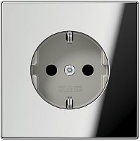 Розетка с заземлением без рамки Jung LS990 metal 1-м. шторки хром Jung — купить по цене от 31&nbsp;559 ₽ | ПрофБезопасность