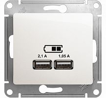 Розетка USB тип A+A без рамки Systeme Electric Glossa 2-м. 2100мА перламутр картинка
