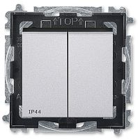 Выключатель без рамки ABB EPJ Levit 2-кл. IP44 серебро/дымчатый чёрный