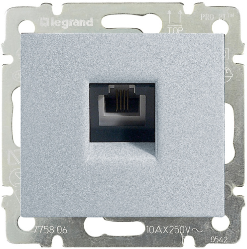 Розетка телефонная без рамки Legrand Valena 1-м. RJ11 алюминий