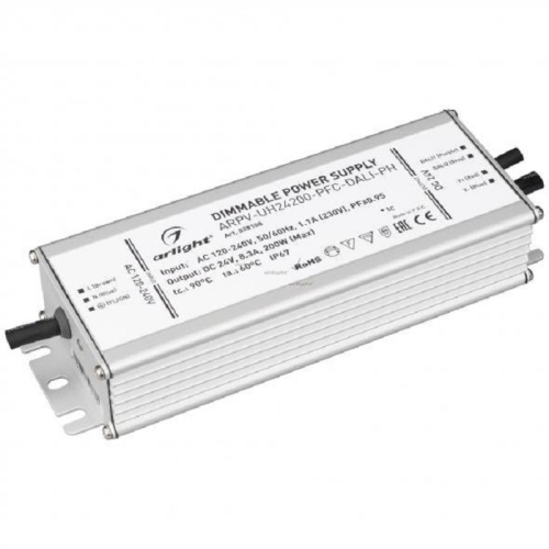 Блок питания для светодиодной ленты диммируемый Arlight 24В ARPV-UH24200-PFC-DALI-PH 8.3А 200Вт IP67 Arlight — купить по цене от 13&nbsp;000 ₽ | ПрофБезопасность