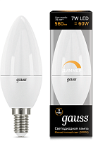 Лампа светодиодная свеча C37 Gauss 7вт 230 Е14 3000Л dim Gauss — купить по цене от 555 ₽ | ПрофБезопасность