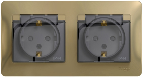 Розетка с заземлением с рамкой Systeme Electric Glossa 2-м. крышка шторки IP44 титан Systeme Electric — купить по цене от 1&nbsp;109 ₽ | ПрофБезопасность