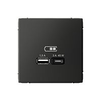 Розетка USB тип A+С без рамки Systeme Electric ArtGallery  2-м. 45Вт высокоскор.заряд. базальт