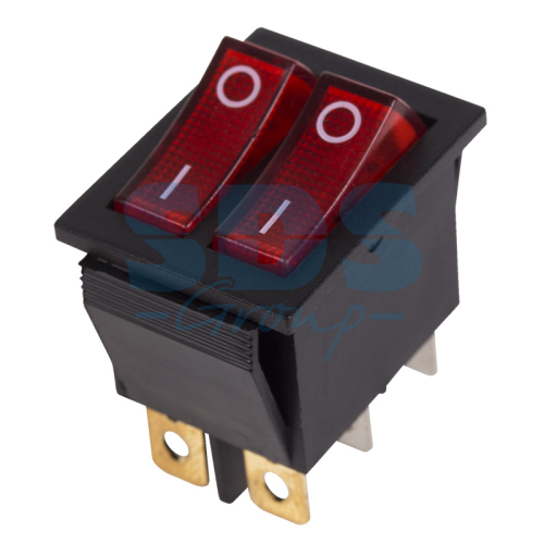 Выключатель клавишный Rexant 250V 15А (6с) ON-OFF красный с подсветкой картинка фото 2
