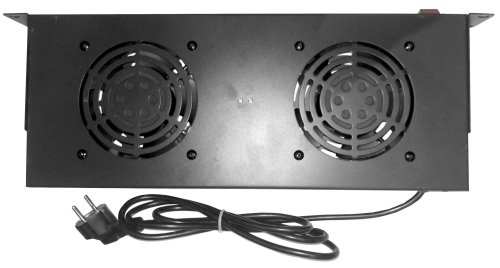 Полка вентиляторная Netko 1U, 2 вентилятора, с кабелем, черный картинка фото 3