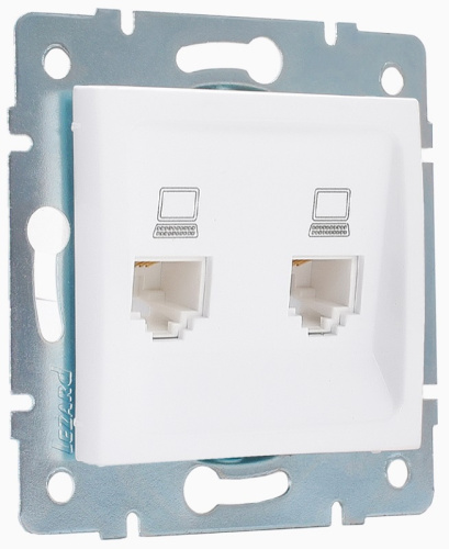 Розетка компьютерная без рамки Lezard Karina 2-м. RJ45 5e белый, Lezard, купить, цена, доставка, безопасность Розетка компьютерная без рамки Lezard Karina 2-м. RJ45 5e белый Lezard — купить по цене от 765 ₽ | ПрофБезопасность
