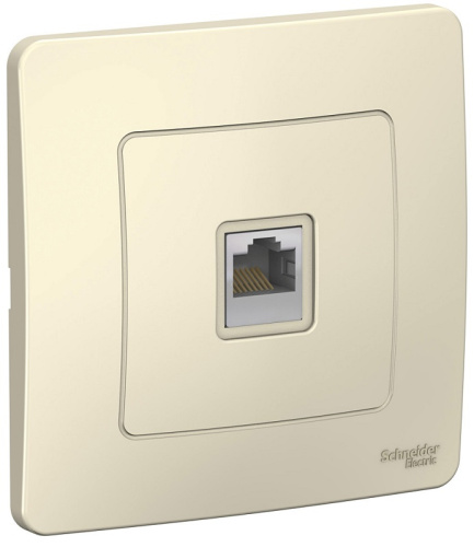 Розетка компьютерная с рамкой Systeme Electric Blanca 1-м. RJ45 5e молочный
