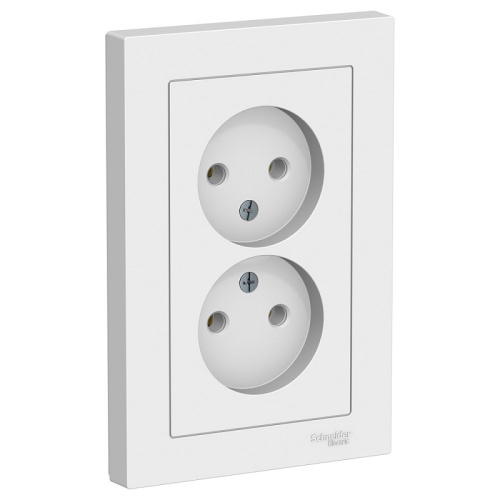 Розетка без заземления Systeme Electric AtlasDesign 1-м. 2 мод. белый