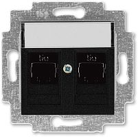 Розетка компьютерная без рамки ABB EPJ Levit 2-м. RJ45+RJ45 5e антрацит