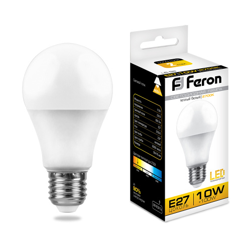 Лампа светодиодная Feron LB-92 A60 Груша E27 220В 10Вт 800Лм 2700К 60х106мм Feron — купить по цене от 120 ₽ | ПрофБезопасность