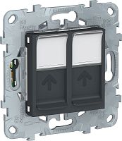 Розетка компьютерная без рамки Schneider Electric Unica New 2-м. RJ45+RJ45 5e антрацит Schneider Electric — купить по цене от 3&nbsp;132 ₽ | ПрофБезопасность