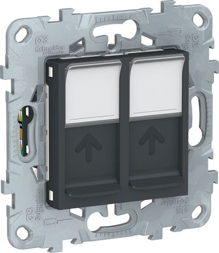 Розетка компьютерная без рамки Schneider Electric Unica New 2-м. RJ45+RJ45 5e антрацит Schneider Electric — купить по цене от 3&nbsp;132 ₽ | ПрофБезопасность