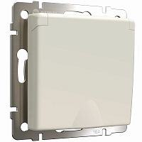 Розетка с заземлением без рамки Werkel 1-м. крышка шторки IP44 айвори матовый