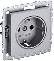 Розетка с заземлением без рамки IEK Brite РС11-1-0-БрА 1-м. алюминий
