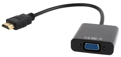 Конвертер Cablexpert HDMI-VGA 19M/15F, длина 15см, Jack3.5 ауд