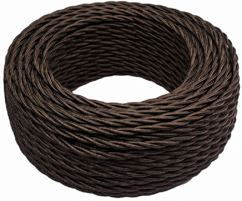 Ретро провод витой Bironi 3х0,75мм коричневый глянец (50м)