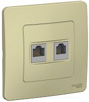 Розетка телефон+компьютер с рамкой Systeme Electric Blanca 2-м. RJ11+RJ45 5е бежевый