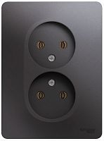 Розетка без заземления Systeme Electric Glossa 1-м. 2 мод. графит