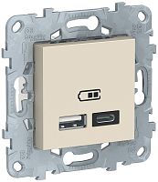 Розетка USB тип A+С без рамки Schneider Electric Unica New 2-м. 2400мА бежевый Schneider Electric — купить по цене от 4&nbsp;860 ₽ | ПрофБезопасность