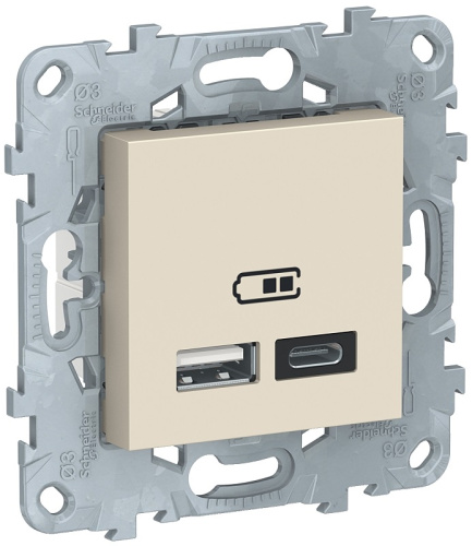 Розетка USB тип A+С без рамки Schneider Electric Unica New 2-м. 2400мА бежевый Schneider Electric — купить по цене от 4&nbsp;860 ₽ | ПрофБезопасность