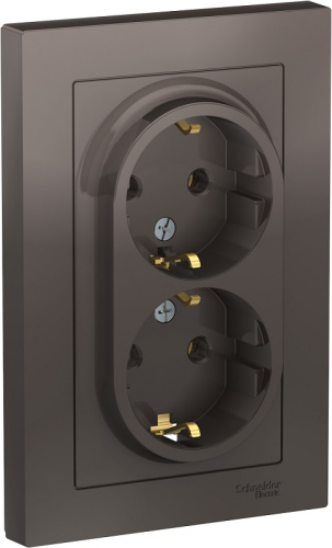 Розетка с заземлением Systeme Electric AtlasDesign 1-м. 2 мод. мокко