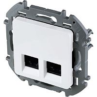 Розетка компьютерная без рамки Legrand Inspiria 2-м. RJ45+RJ45 6e белый