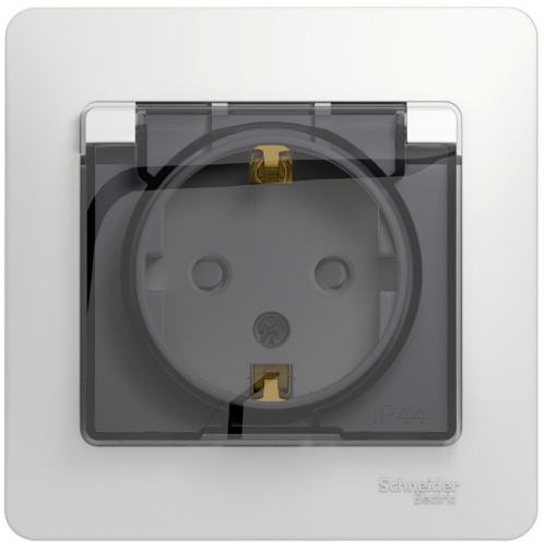 Розетка с заземлением с рамкой Systeme Electric Glossa 1-м. крышка шторки IP44 белый, Systeme Electric, купить, цена, доставка, безопасность Розетка с заземлением с рамкой Systeme Electric Glossa 1-м. крышка шторки IP44 белый Systeme Electric — купить по цене от 494 ₽ | ПрофБезопасность