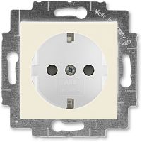 Розетка с заземлением без рамки ABB EPJ Levit 1-м. шторки слоновая кость/белый