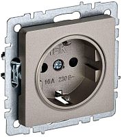 Розетка с заземлением без рамки IEK Brite РС11-1-0-БрШ 1-м. шампань
