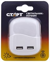 Светильник ночник c USB выходом с датчиком освещенности Старт 220В Белый  Feron — купить по цене от 325 ₽ | ПрофБезопасность