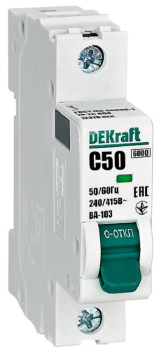Выключатель автоматический DEKraft ВА-103 1п 50А C 6кА