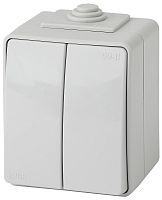 Переключатель накладной Эра Эксперт 2-кл. проходной IP65 серый