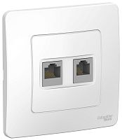 Розетка телефон+компьютер с рамкой Systeme Electric Blanca 2-м. RJ11+RJ45 5е белый