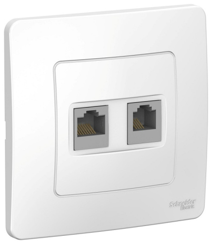 Розетка телефон+компьютер с рамкой Systeme Electric Blanca 2-м. RJ11+RJ45 5е белый