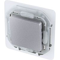 Переключатель без рамки Legrand Inspiria 1-кл. проходной IP44 алюминий
