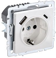 Розетка с заземлением +2xUSB тип A+C без рамки IEK Brite РЮш11-1-БрБ 1-м. белый