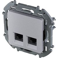 Розетка компьютерная без рамки Legrand Inspiria 2-м. RJ45+RJ45 6e алюминий