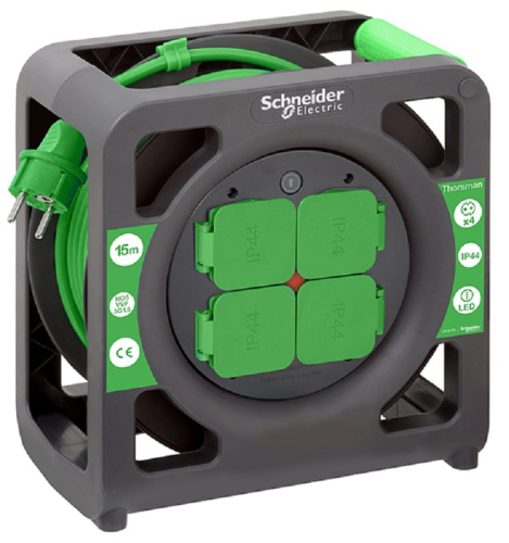 Удлинитель на катушке с заземлением Schneider Electric Thorsman 4х15м 16А 3500Вт IP44