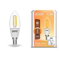 Лампа светодиодная филамент диммируемые Gauss Smart Home Свеча С35 Е14 220В 495Лм 4,5Вт 2700К Gauss — купить по цене от 1&nbsp;760 ₽ | ПрофБезопасность