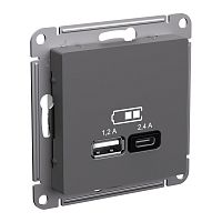 Розетка USB тип A+С без рамки Systeme Electric AtlasDesign 2-м. 2400мА базальт Systeme Electric — купить по цене от 7&nbsp;178 ₽ | ПрофБезопасность