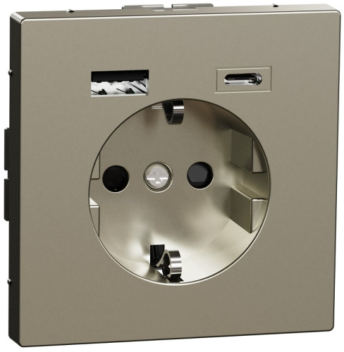 Розетка с заземлением +2xUSB тип A+C без рамки Schneider Electric Merten D-Life 1-м. никель, Schneider Electric, купить, цена, доставка, безопасность Розетка с заземлением +2xUSB тип A+C без рамки Schneider Electric Merten D-Life 1-м. никель Schneider Electric — купить по цене от 11 175 ₽ | ПрофБезопасность