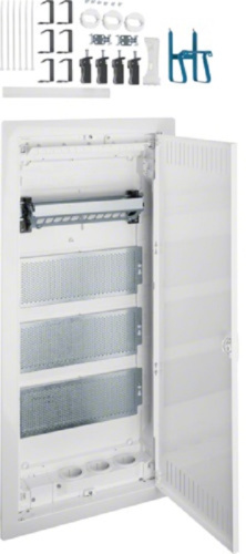 Слаботочный щит внутренний Hager Volta 4-х ряд., с розеткой (720x314x87мм) IP40 белая дверца