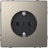 Розетка с заземлением без рамки Schneider Electric Merten D-Life 1-м. шторки никель
