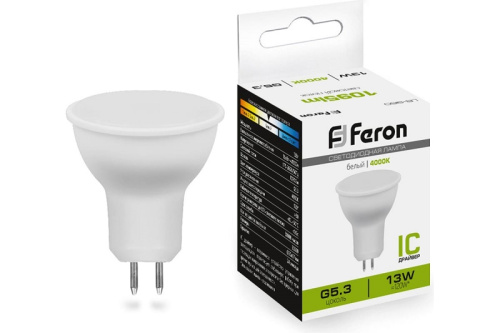 Лампа светодиодная Feron LB-960 MR16 Софит GU5.3 220В 13Вт 4000К 50х50мм  — купить по цене от 160 ₽ | ПрофБезопасность