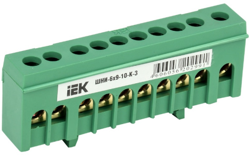 Шина изолированная IEK PE "земля" ШНИ-6х9-8-К-З 8 групп зеленый